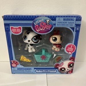 Littlest Pet Shop Black and White Dog with Red Ladybug Set